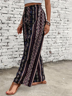 Printed High Waist Wide Leg Pants